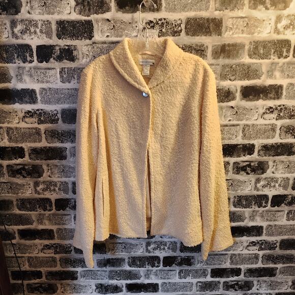 Newport News Jackets & Blazers - Newport news Cream Textured One Button Closure Wool Shacket blazer Size Medium
